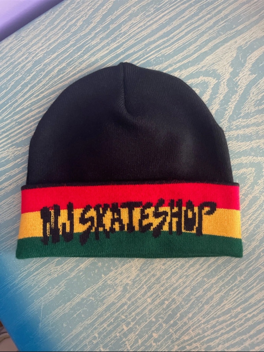 Mens New Jersey Skate Shop Rasta Beanie